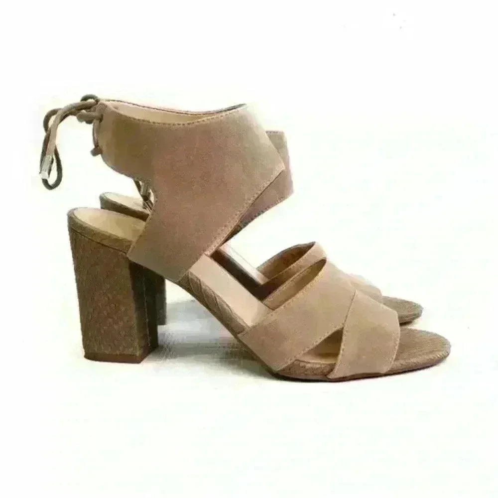 FRANCO SARTO Womens Gem Taupe Suede Heeled Dress Sandals
Size: 6.5